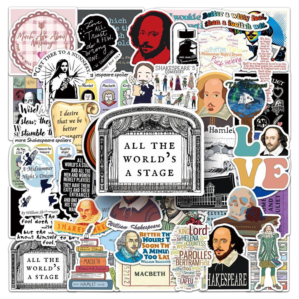 Shakespeare Graffiti Stickers Pack - 50 Sheets for Decorating Laptops, Phones, Fridges & More