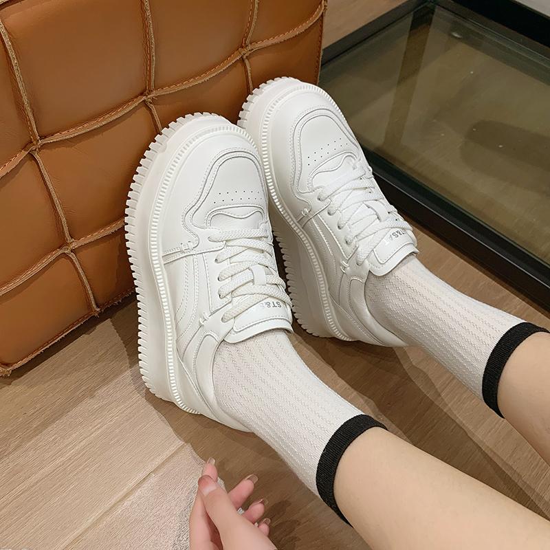 2024 Autumn Women's Thick Sole Sneakers Fashionable New Outdoor Lace-up Sports Shoes Breathable Casual Walking Womens Shoes