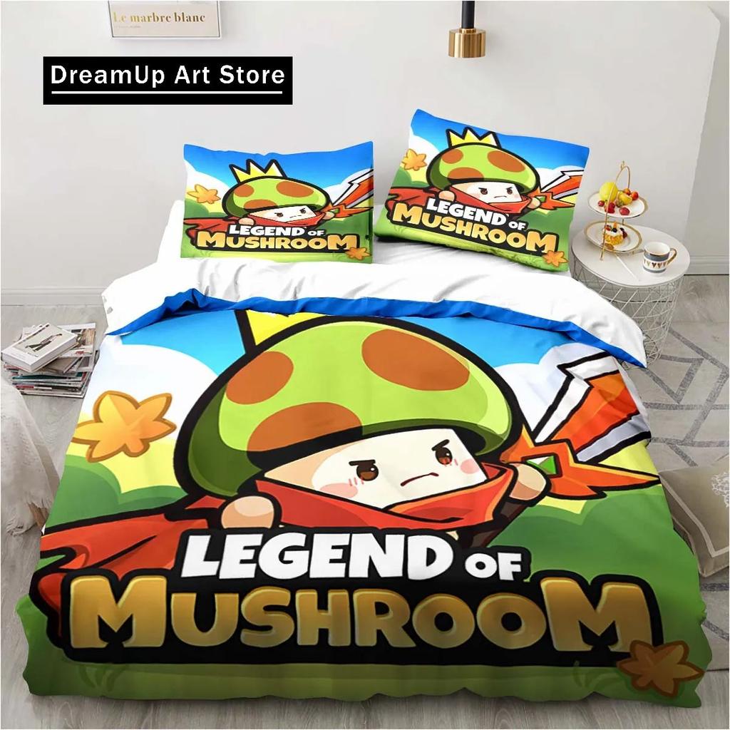 3D Print Anime Legend Game Mushroom Bedding Set Boys Girls Twin Queen Full Size Duvet Cover Pillowcase Bed Adult Bedroom
