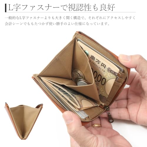 [GROOVE GEAR] Tochigi Leather Mini Wallet, Made in Japan, Men's, L-shaped Zipper, Slim, ggs-1040, Khaki
