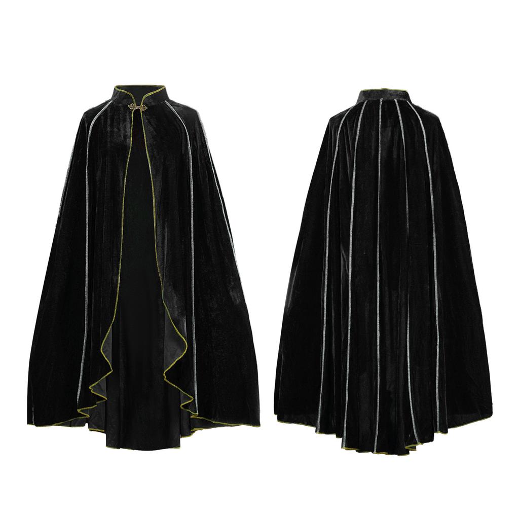 Halloween Costume Cape with Stand Collar Velvet Hooded Cloak for Party Performance