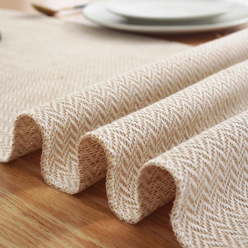 Simple Table Runner Solid Color Handmade Tassled Cotton Linen Table Runner Household Tea Table Flag