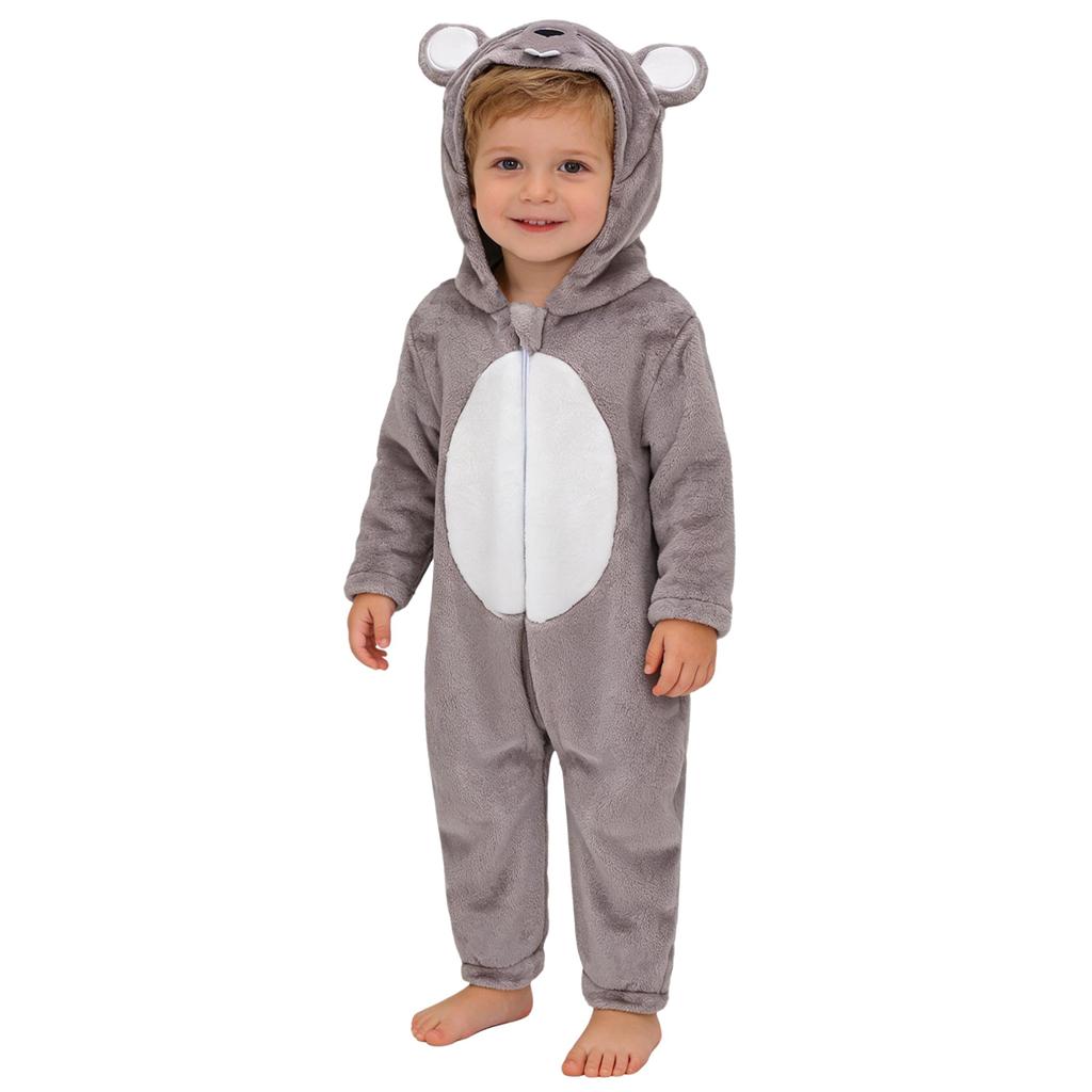 Unisex Toddler Baby Animal Jumpsuit Long Sleeve Zip Up Cute Cartoon Hooded 3D Tail Cosplay Costume