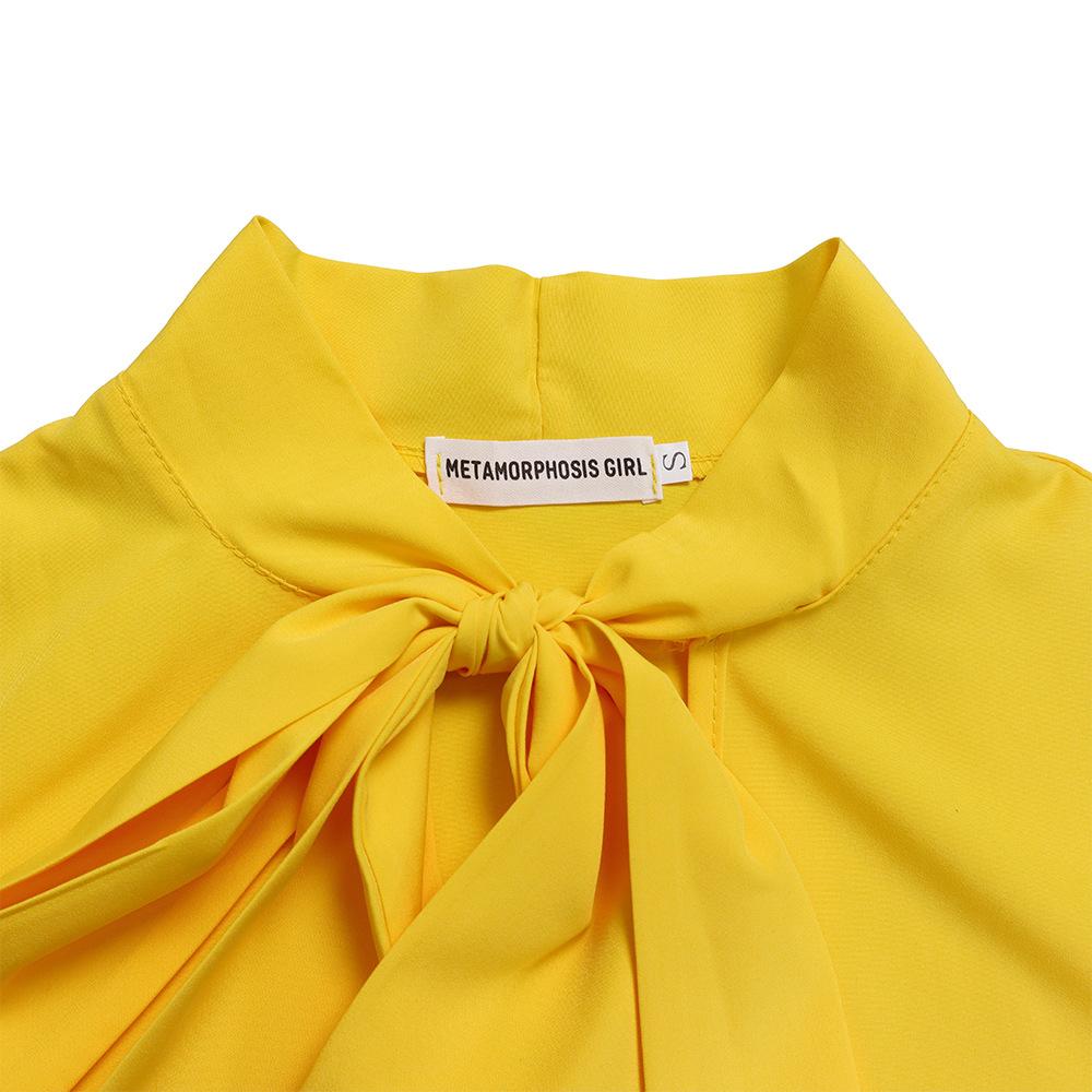 Spring and Summer Women's Dress Plus Size Loose Casual Ruffle Sleeve Tie Solid Color Dresses