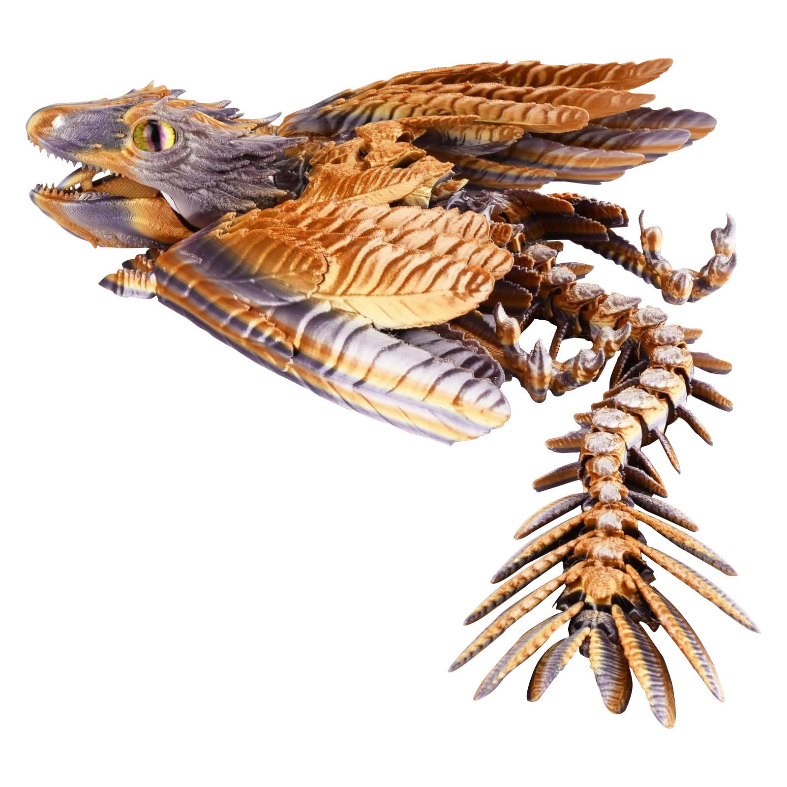 

Пернатый дракон, 3D-печатный дракон, шарнирный дракон, дракон, 3D-печатная игрушка, настольный питомец One Size