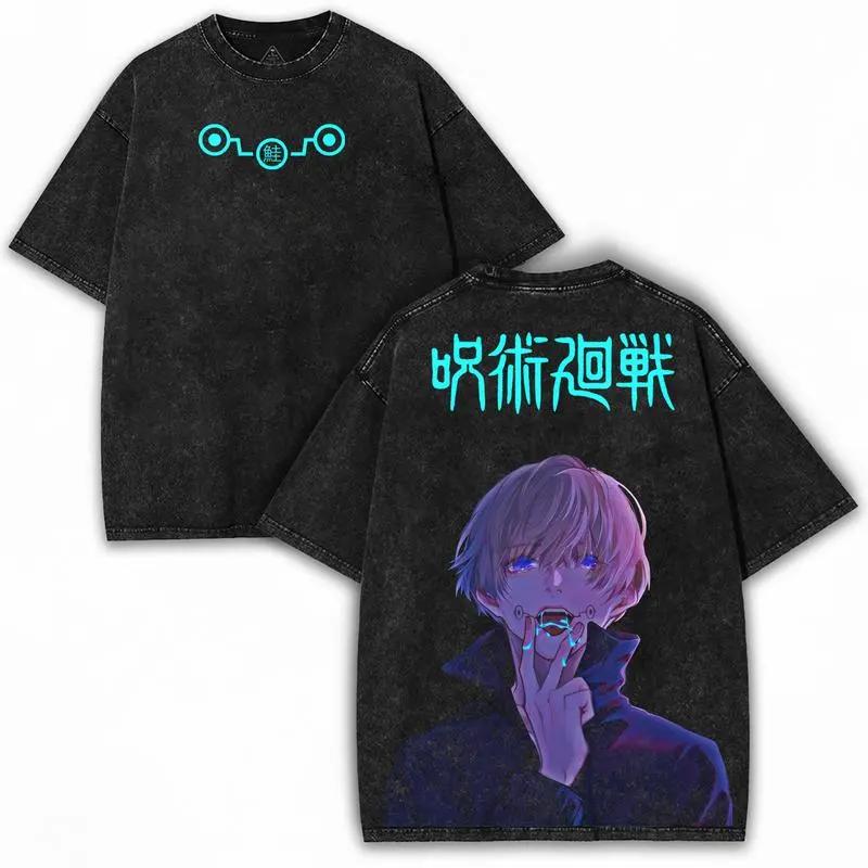 

Inumaki Toge Print T-shirt Anime Jujutsu Kaisen Clothing Men Women Cotton Tshirts Retro Washed T Shirt Harajuku Male Casual Tops XXL чёрный