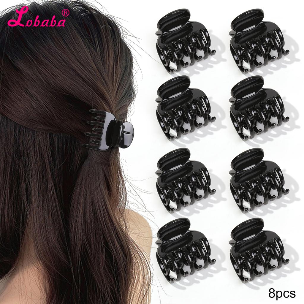 8 Pcs 1.6 In Small Double Row Teeth Hair Claw Clips for Women Girls,Strong Hold Jaw Clips for Thin Hair