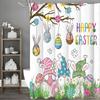 Easter Dwarf Shower Curtain, Cute Dwarf Eggs and Flowers Bathroom Decorative Shower Curtain, Waterproof Shower Curtain with Hook