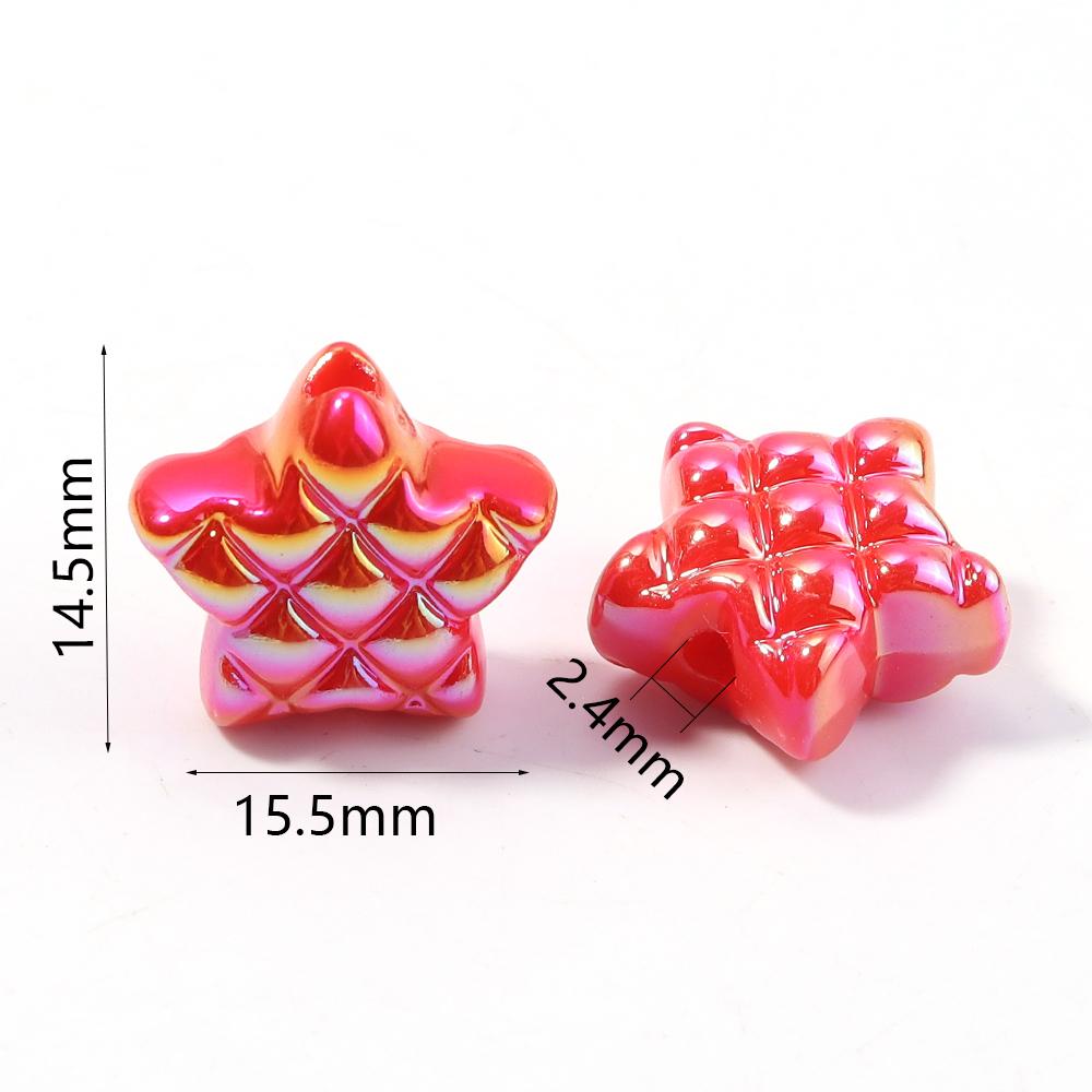 20pcs 15.5mm Acrylic Star Beads Waffle Rhombus Pentagram Loose Beads For Jewelry Making DIY Bracelets Necklace Phone Key Chain