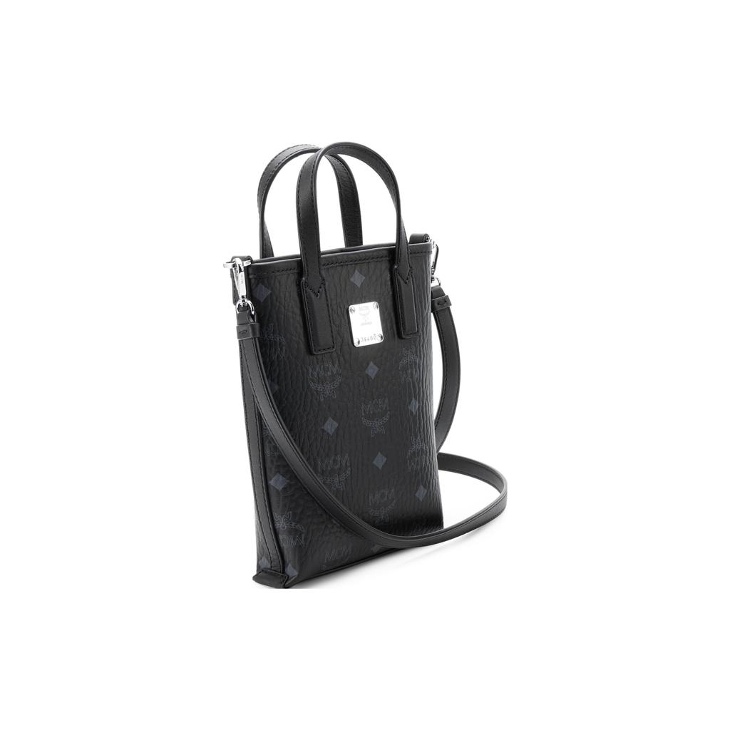 MCM Monogram Metal Logo Magnetic Closure Detachable Shoulder Strap Leather French Fry Bag Tote Crossbody Mini Women bags Black MWRAASE03BK001