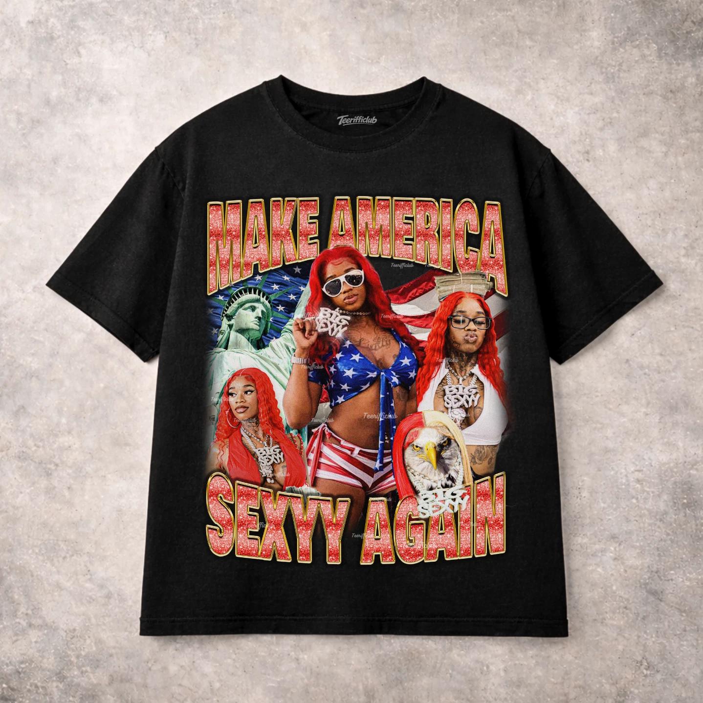 Sexyy Red Make America Sexy Again Graphic T Shirt Rap Hip Hop Unisex Tee L