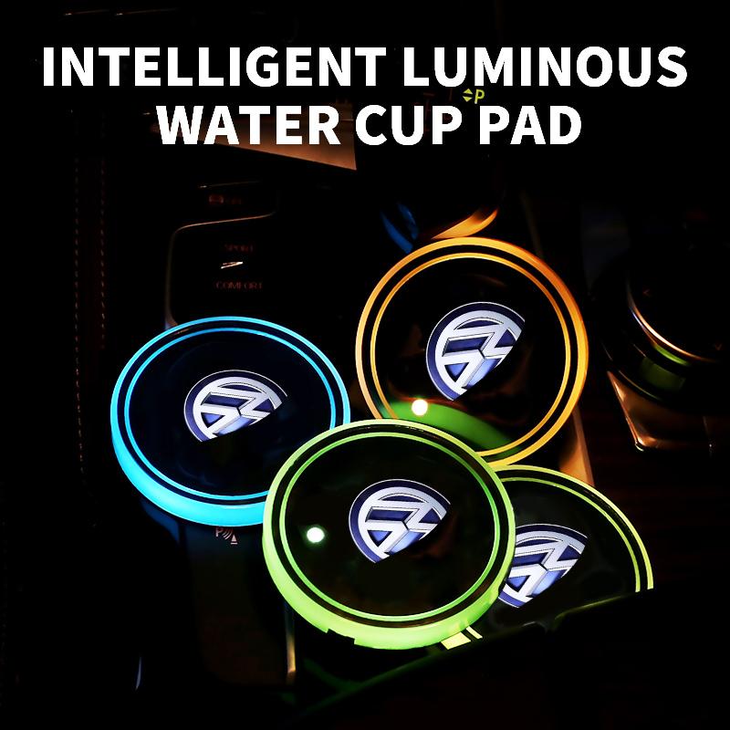 New Luminous Car Coaster Water Cup Holder Pad Anti-slip Mat Auto Accessories For Volkswagen VW Caddy Scirocco CC Touareg Tiguan