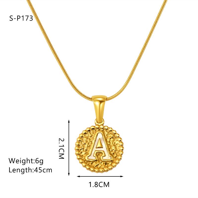 European and American Stainless Steel Letter Necklace for Women - Versatile Titanium Steel Hammered Pendant Jewelry Fashion