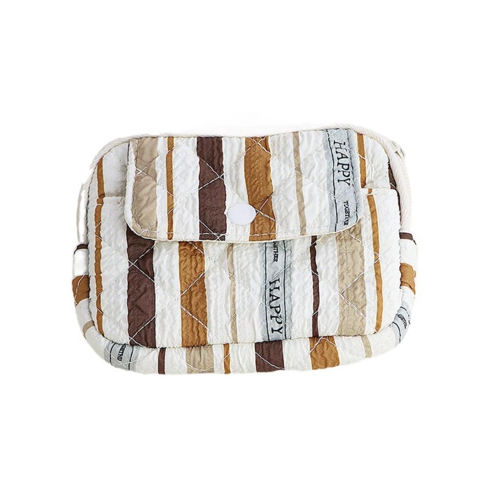 Stripe Small Makeup Lipstick Bag Large Capacity Mini Canvas Storage Bag  Students Style 3
