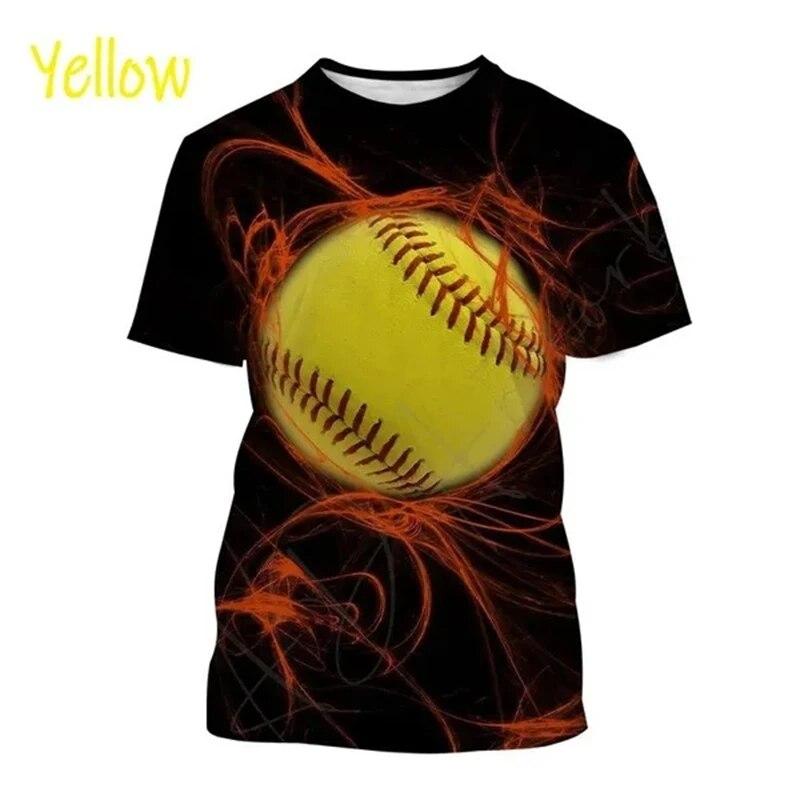 Hot Sale Baseball Pattern Printing Personality 3D T-shirt Sports Softball Unisex Harajuku Quick-drying Short-sleeved T Shirt Top