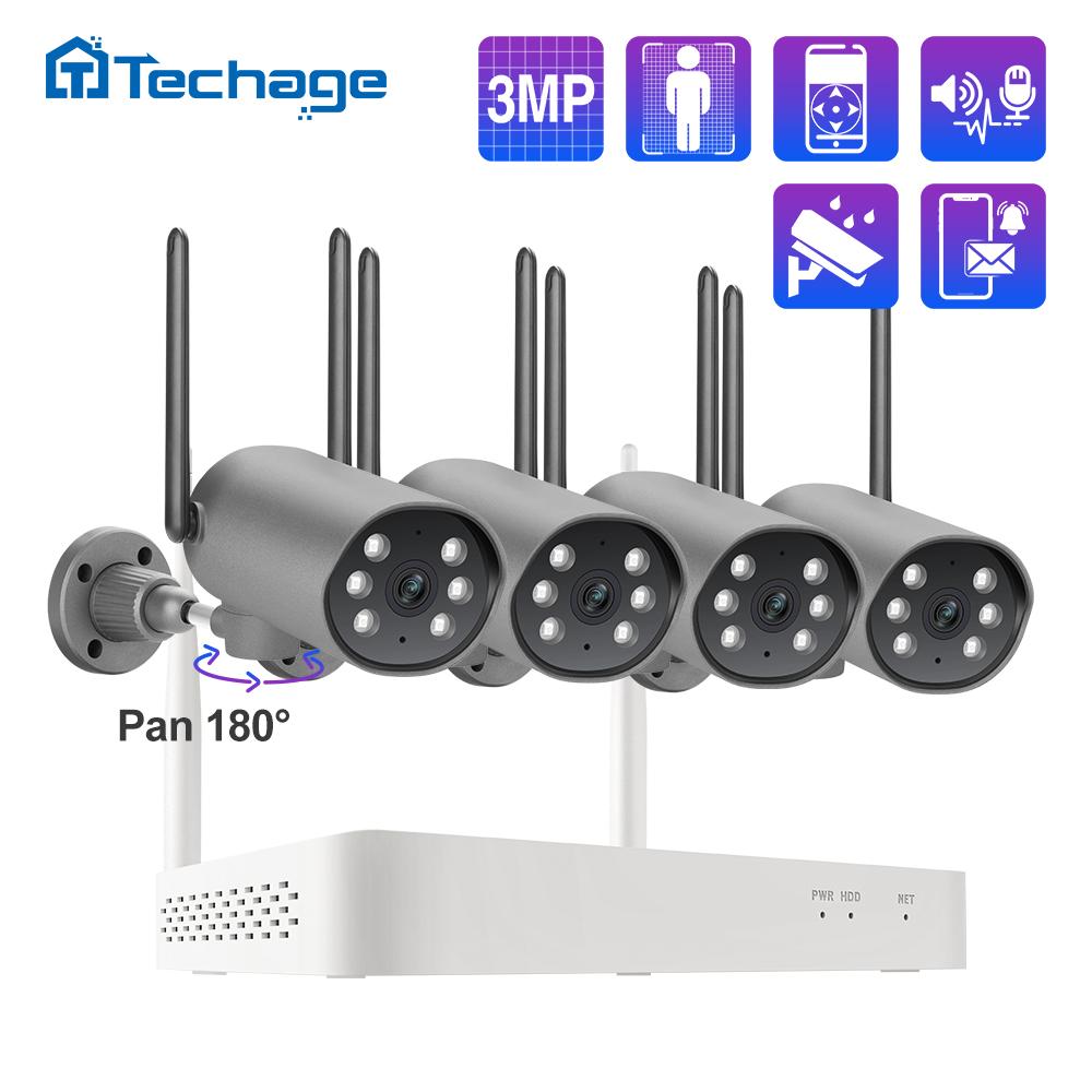 

Techage 8CH 3MP Tuya PTZ Беспроводное CCTV Система видеонаблюдения Двухсторонняя аудио WIFI IP-камера NVR Kit Человек Автоматическое отслеживание