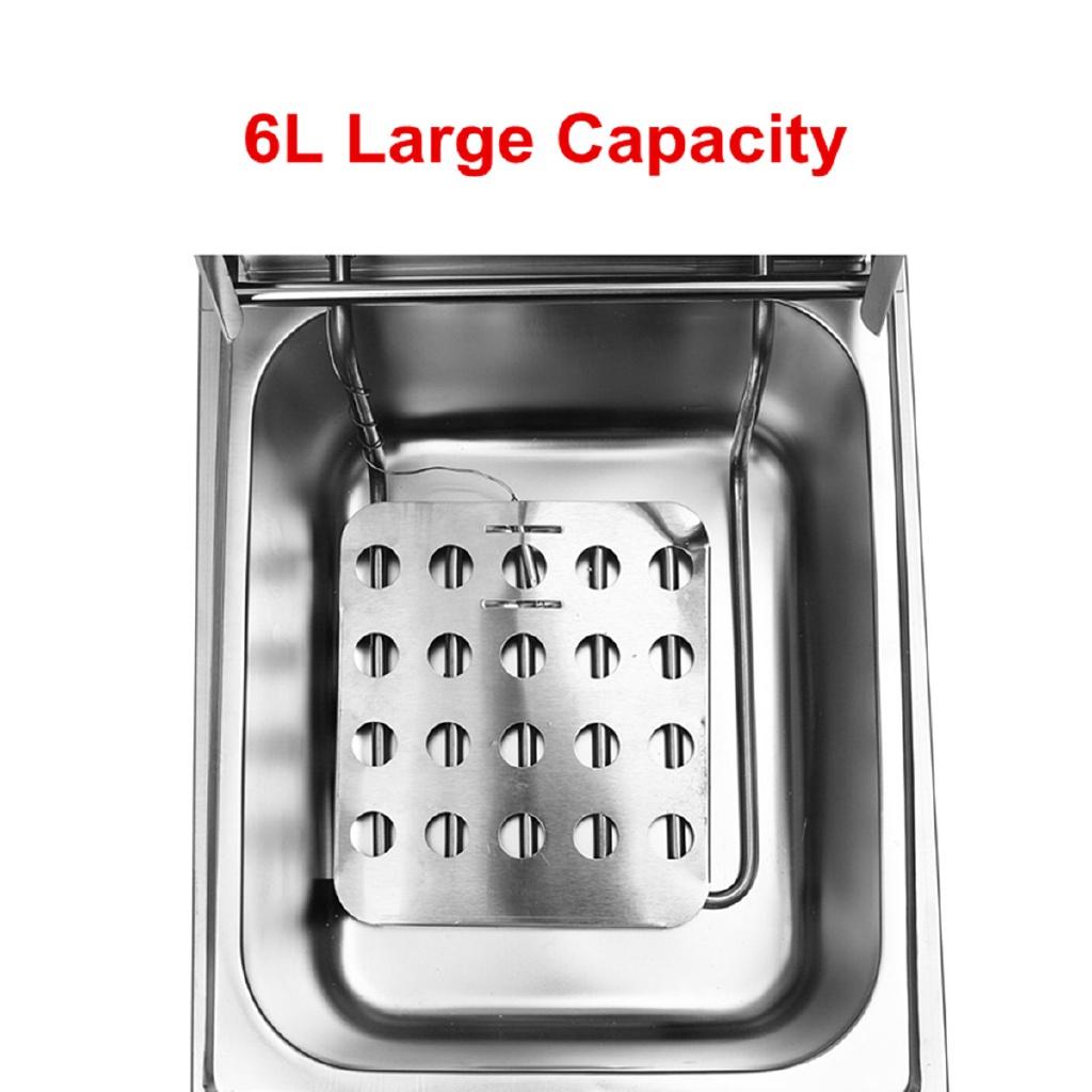6L 2.5KW Heavy Duty Stainless Steel Electric Deep Fryer Commercial Kitchen Frying Chip Cooker Basket for Buffalo Wings