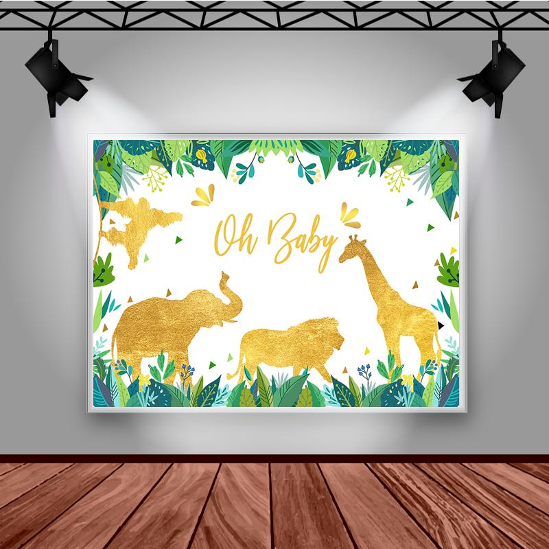 Mocsicka Oh Baby Photography Background Tropical Jungle Wildlife Decoration Child Portrait Shower Photo Backdrop Banner