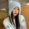 Cute Ears Autumn and Winter Wool Rabbit Hair Straps Candy-colored Wool Hat Bag Head Ear Protection Knitting with Student Warm Girl