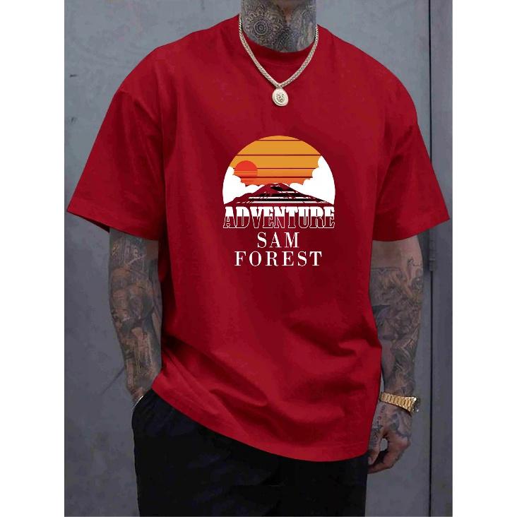 Pánské letní oversize tričko s potiskem Sunset Tričko pro volný čas s výstřihem do O