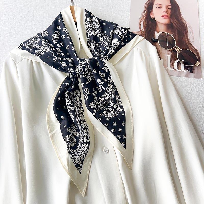 Matching Shirt French British Cashew Silk Scarf Neck High-end Shawl Triangle Scarf Belt Thin Waist Scarf