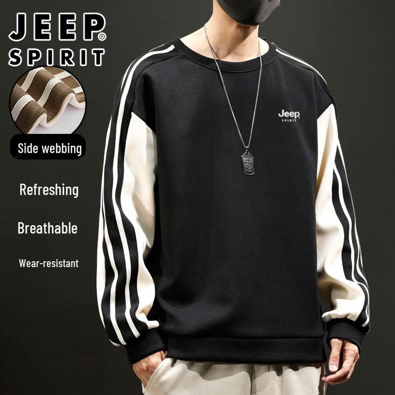 JEEP SPIRIT Men's Casual Round Neck Long Sleeve Sweatshirt
