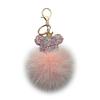 Portachiavi creativo a forma di orso con strass, pelliccia, pelliccia di volpe, portachiavi per auto, ciondolo per borsa, piccolo regalo alla moda