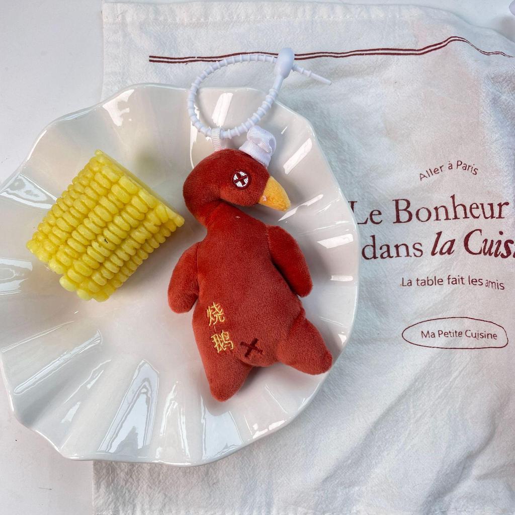 Roztomilý Kreslený Hamburger a Hranolky Plyšový Batoh Přívěsek na Klíče Panenka