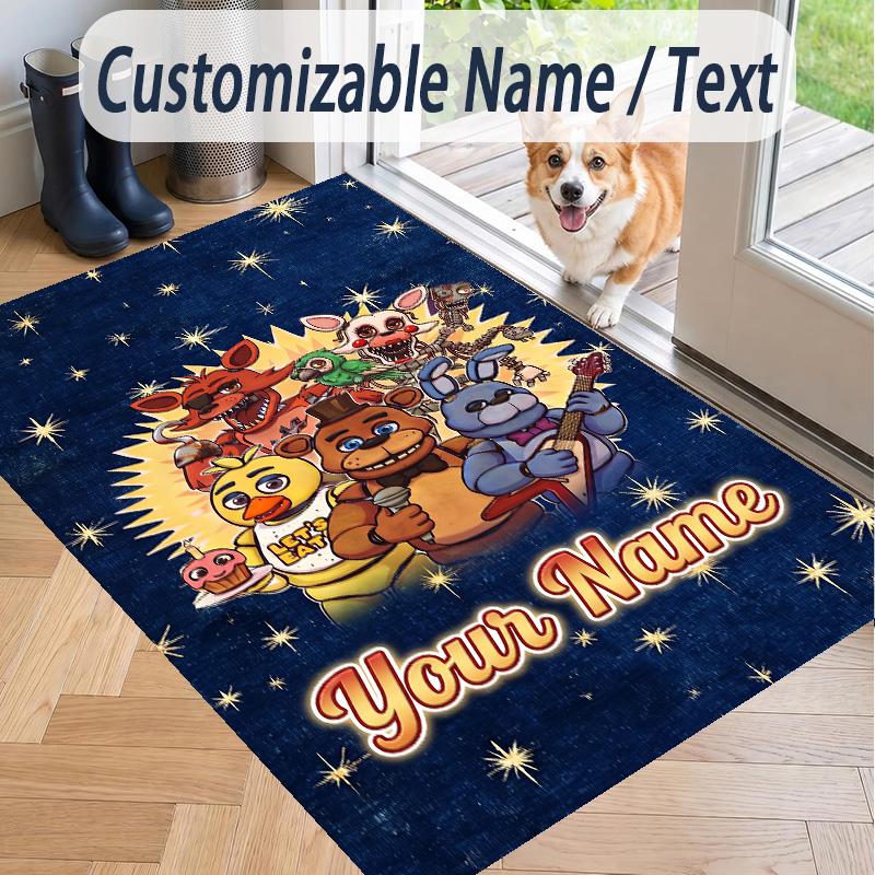 Custom Text Five Nights at Freddy’s Pattern Floor Rug Soft Indoor Carpet Mat Living Room Bedroom