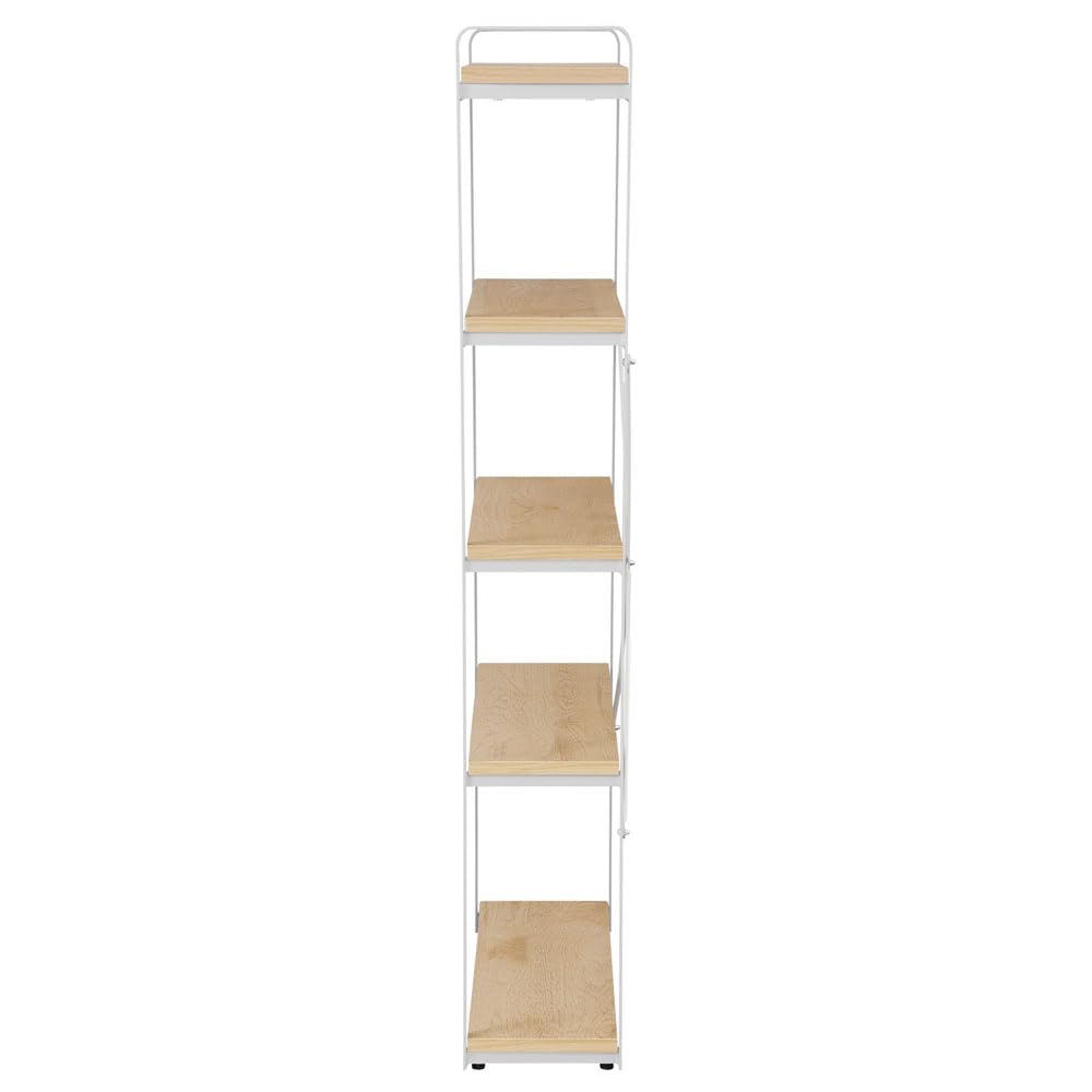 Iris Ohyama Steel Wood Slim Rack, Storage Shelf, Bookshelf, NaturalGray, Approx. 60.0mm W X 18.0mm D X 120.3mm H, Total Weight Capacity: 35kg (Shelf: