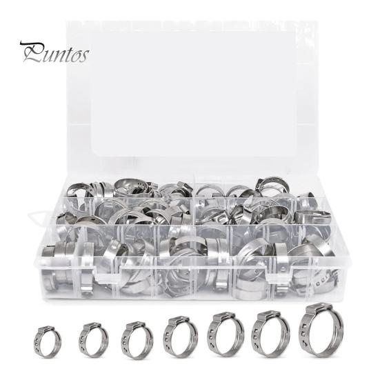 

80 шт. хомутов для шланга из нержавеющей стали с одним ушком, устойчивых к коррозии, широко используемых зажимных фитингов с одним ушком 1 Set
