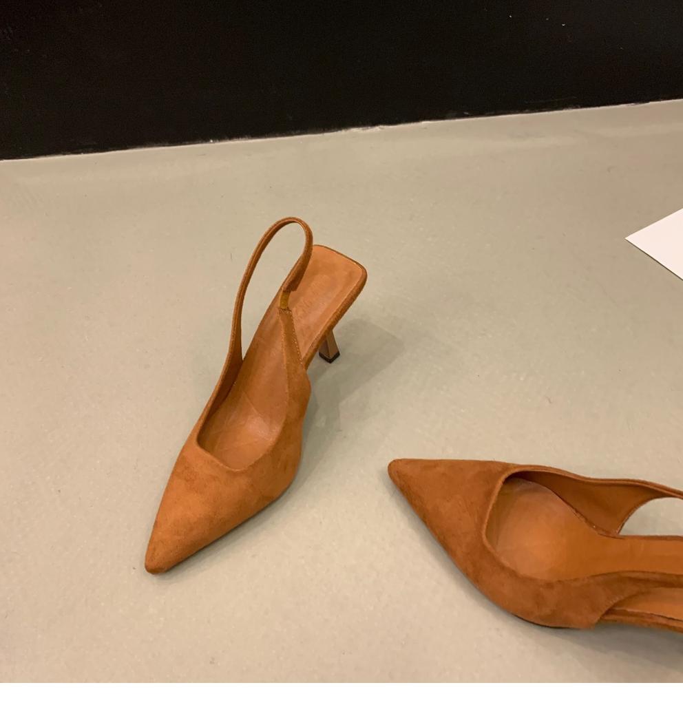 Niche French high-heeled black bag head sandals fairy shoes 2025 new spring and summer pointed temperament single shoes