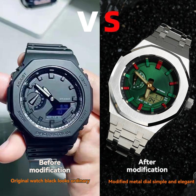 For Casio GA2100 Watch Dial Watch Face Mod Kit Modification  G Waffle Grid Sun Brust Metal GA 2110 GA-2100 Accessories