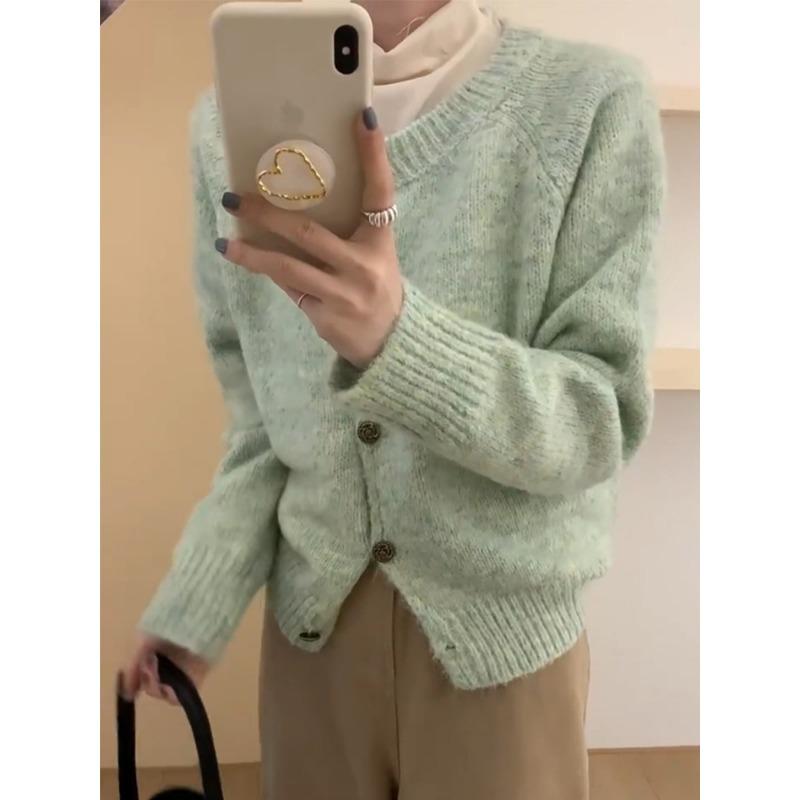 

YYFS Женская мода Повседневный Осень Зима Однотонный Принт Длинный Рукав О-Образным Вырезом Свитера Size: One Size зелёный