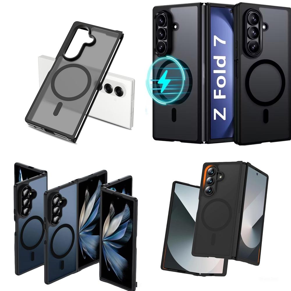 High Quality Semi Transparent Magnetic Built-in Magnetic Ring Mobile Phone Case for Samsung Z Fold 7 6 8 Wide All Inclusive