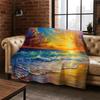 Meereswelle Strand Riff Natur Landschaft Flanell Decke Weich Warm Überwurf für Schlafzimmer Wohnzimmer Bett Reise Camping Picknick Kind