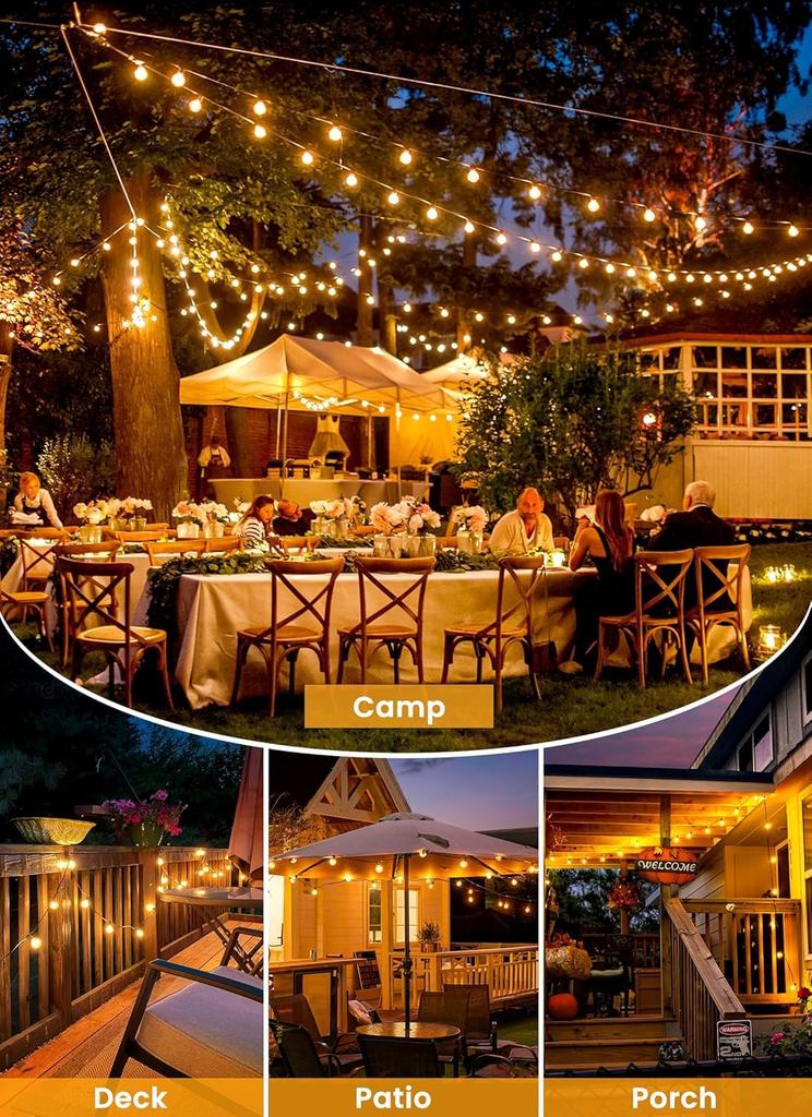 for Outdoor String IP65 USB Automatically Turns On at 25 LED G40 E12 Warm PC 8 Lighting Timer Remote Battery Level Garden New Wedding Outdoor