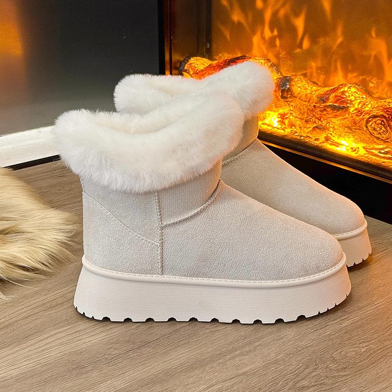 Large size autumn and winter new thick-soled heightening snow boots women's shorty Le suede waterproof, non-slip and warm cotton