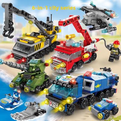 Compatible Building Block Small Particles Fire Brigade Police Military Tank Building Block Assembly Children Educational Toys