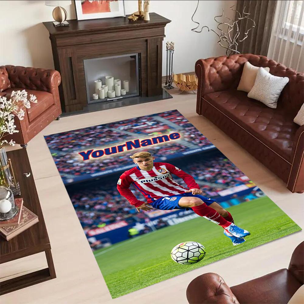 Atletico Madrid Benutzerdefinierter Namensbereich Teppich Geeignet für Schlafzimmer Arbeitszimmer Wohnzimmer Dekorieren Sie den Raum Rutschfester Teppich Anime Büro Dekor