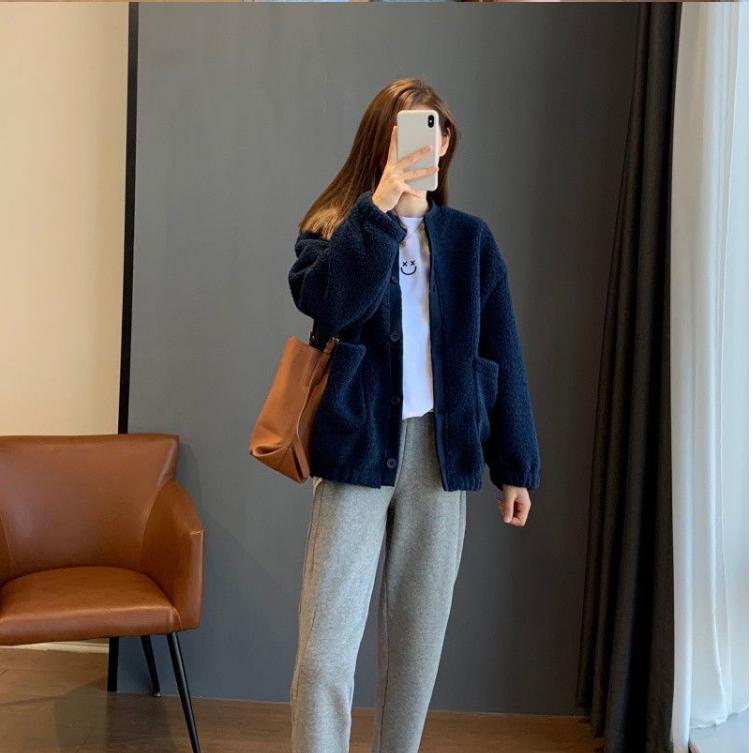 Imitation Lamb Wool Jacket Women's Autumn and Winter High-end Sense of Super Good-looking Polar Fleece Warm Baseball Uniform Top