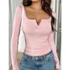 Square Collar Slim Fit Lace Women Blouse Half Open Collar Sweet Tops Casual Long Sleeve Solid Color Simple Short Shirts Ladies Spring Summer Clothing