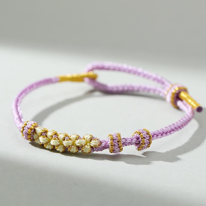 Dragon Boat Festival Peach Blossom Knot Bracelet - Five-Color DIY Beaded Rope for Couples