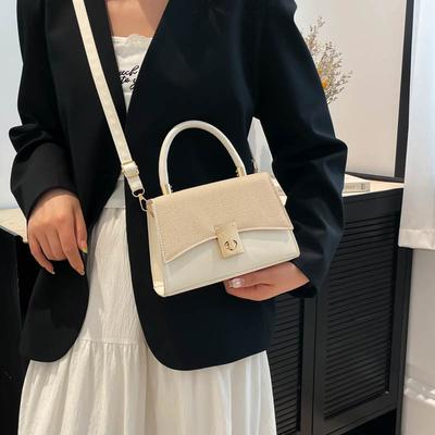 Sommer 2025 neues einfaches Retro-Farbblockdesign modische Schulter-Umhänge-Handtasche für Damen