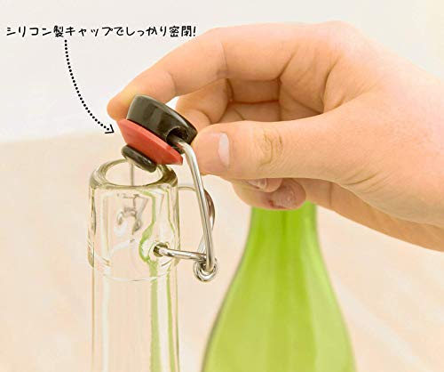 Aderia Swing Stopper Bottles, 720ml Green, Set of 3 [Glass Bottles with Airtight Caps], Made In Japan, MC-408