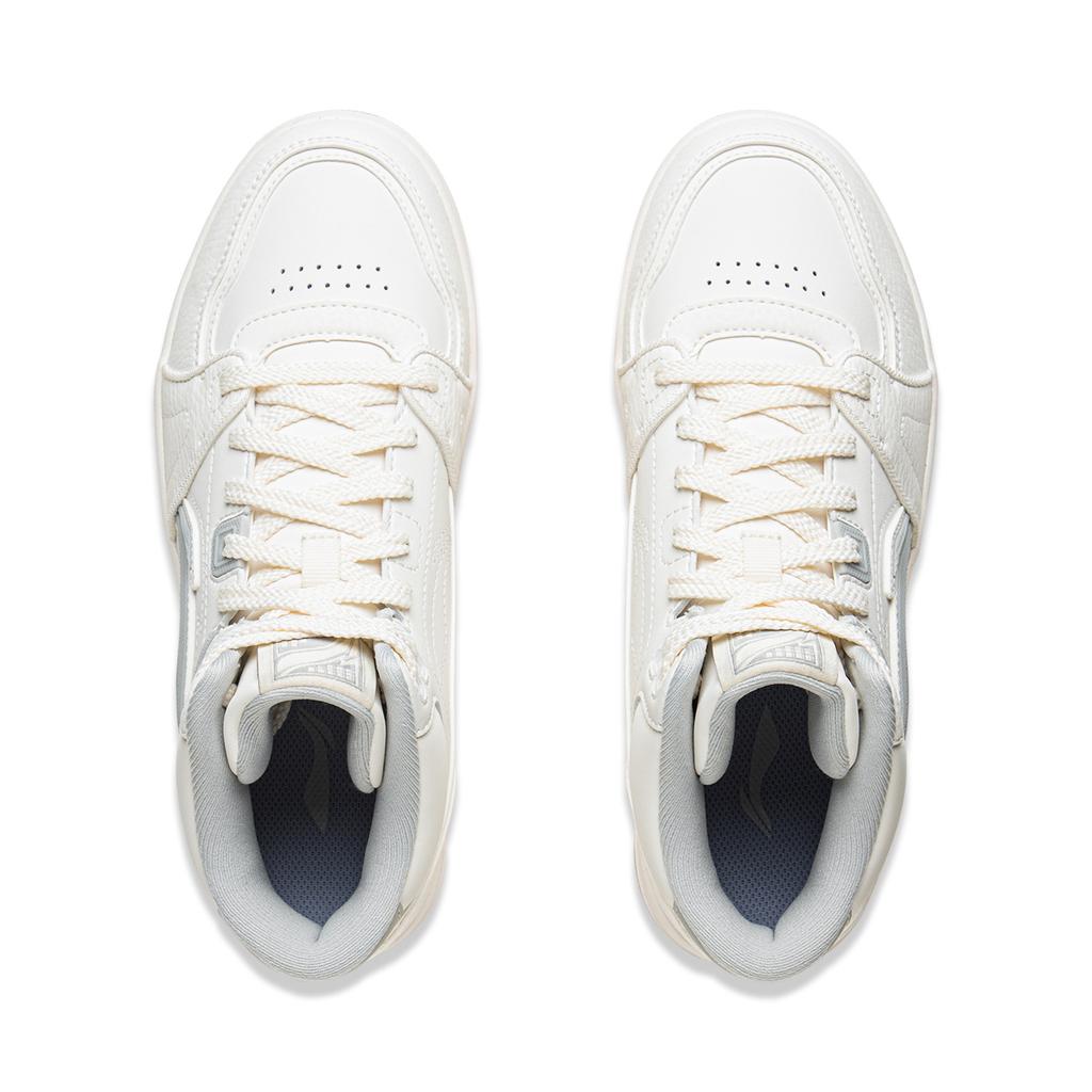 Li Ning Tianji HI Slip Resistant Cushioning Abrasion Resistant Mid top Skateboard Shoes Women's White Gray AGCV340-3