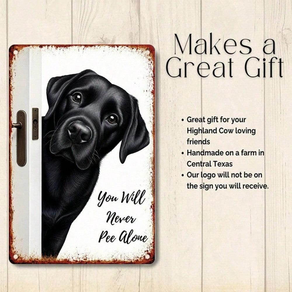 1PC You Will Never Walk Alone Vintage Tin Sign, Black Lab Dog Art, Sturdy Metal Plaque for Dog Lovers Home Decor