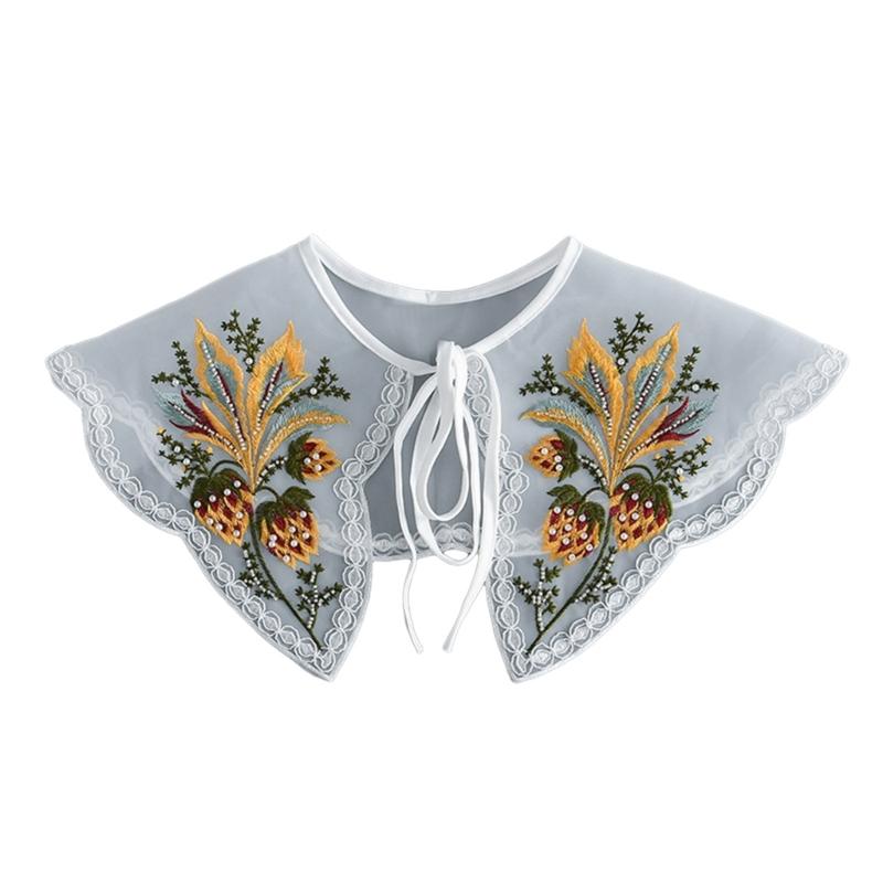 Embroidered False Collar for Women Teens Girls Elegant Detachable Faux Collar Blouse Collar Fashion Clothing Accessories