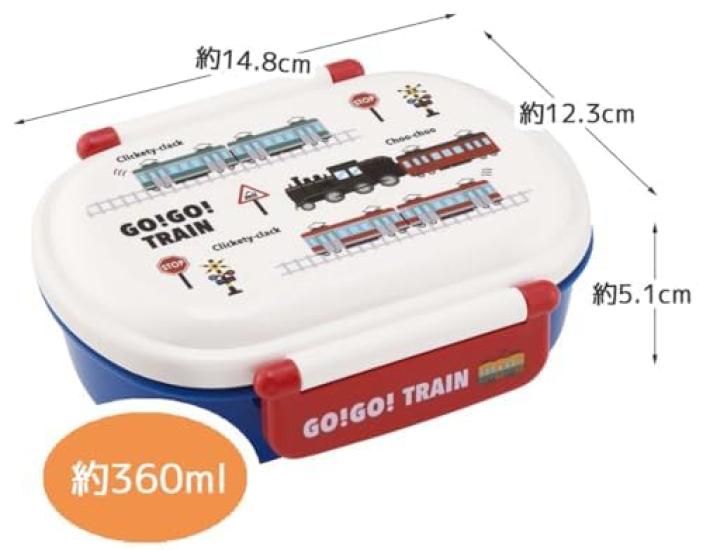 Skater TRAIN 24 Antibacterial Dishwasher Safe Soft Lid Tight Lunch Box Oval Lunch Box 360ml Trio Set Lunch Drawstring Bag Train Kids Children