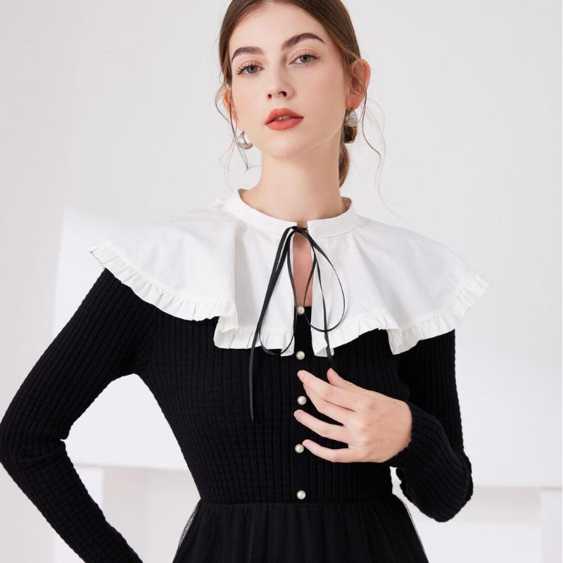 Ruffled Choker Fake Collar for Women Shirt Detachable Adjustable False Collar Neckwear Shoulder Wraps Cape